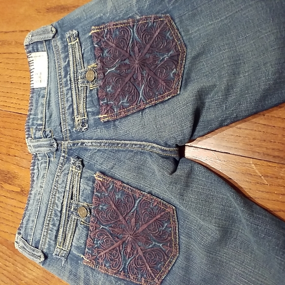 Traverniti So Blue Jeans With With Purple Embroidered Back Pockets Size 29 - Picture 2 of 11